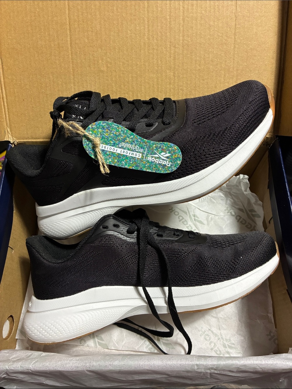 Reebok Black and White Lightweight Athletic Sneakers